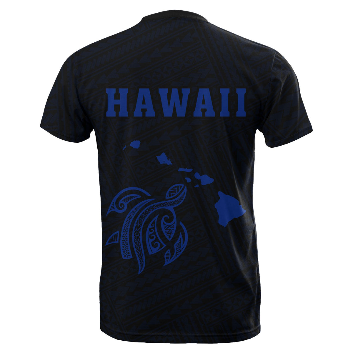 Hawaii Kakau Turtle Map T Shirt Blue - Polynesian Pride