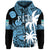 Custom Fiji Coat of Arms Hoodie Masi Tapa Mixed Palm Tree No1 Blue Version LT9 Zip Hoodie Blue - Polynesian Pride