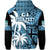 Custom Fiji Coat of Arms Hoodie Masi Tapa Mixed Palm Tree No1 Blue Version LT9 - Polynesian Pride