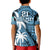 Custom Fiji Coat Of Arms Polo Shirt Masi Tapa Mixed Palm Tree No1 Blue Version LT9 - Polynesian Pride