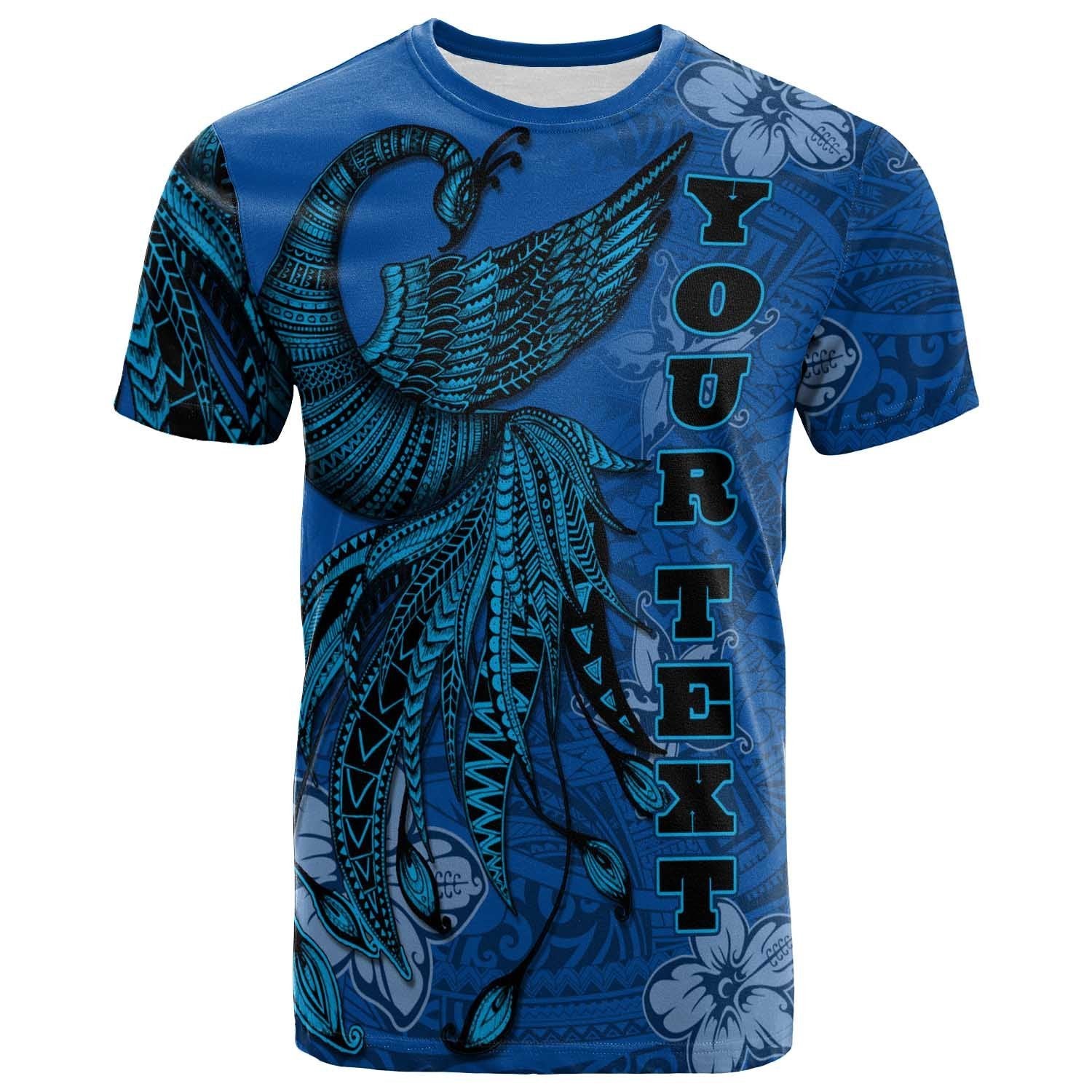 Guam Custom T Shirt Polynesian Phoenix Bird, Fairytales Bird Blue Unisex Blue - Polynesian Pride