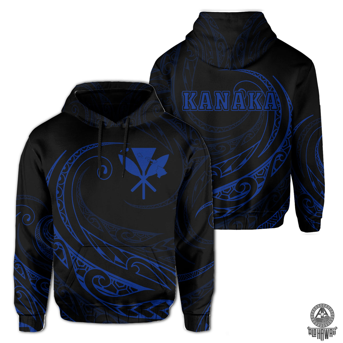Kanaka Hoodie Frida Style Blue Unisex Black - Polynesian Pride