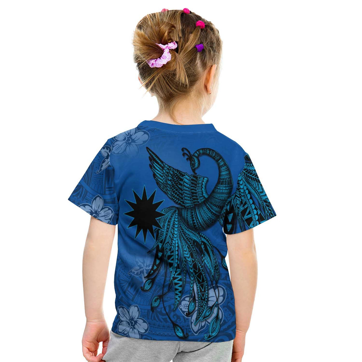 Nauru T Shirt Polynesian Phoenix Bird, Fairytales Bird Blue - Polynesian Pride