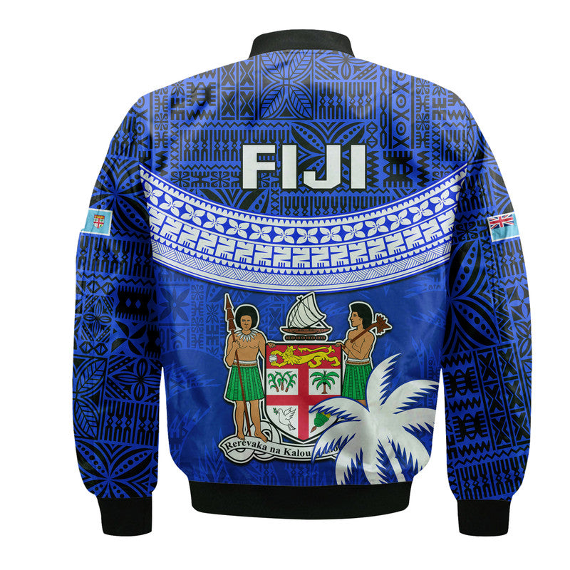 Fiji Coat Of Arms Bomber Jacket Polynesian Tapa Palm Tree LT9 - Polynesian Pride