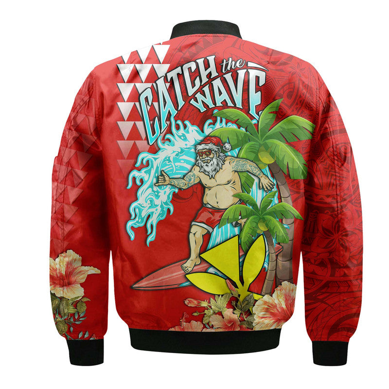 Hawaii Mele Kalikimaka Bomber Jacket Santa Claus Surfing Xmas Time LT9 - Polynesian Pride