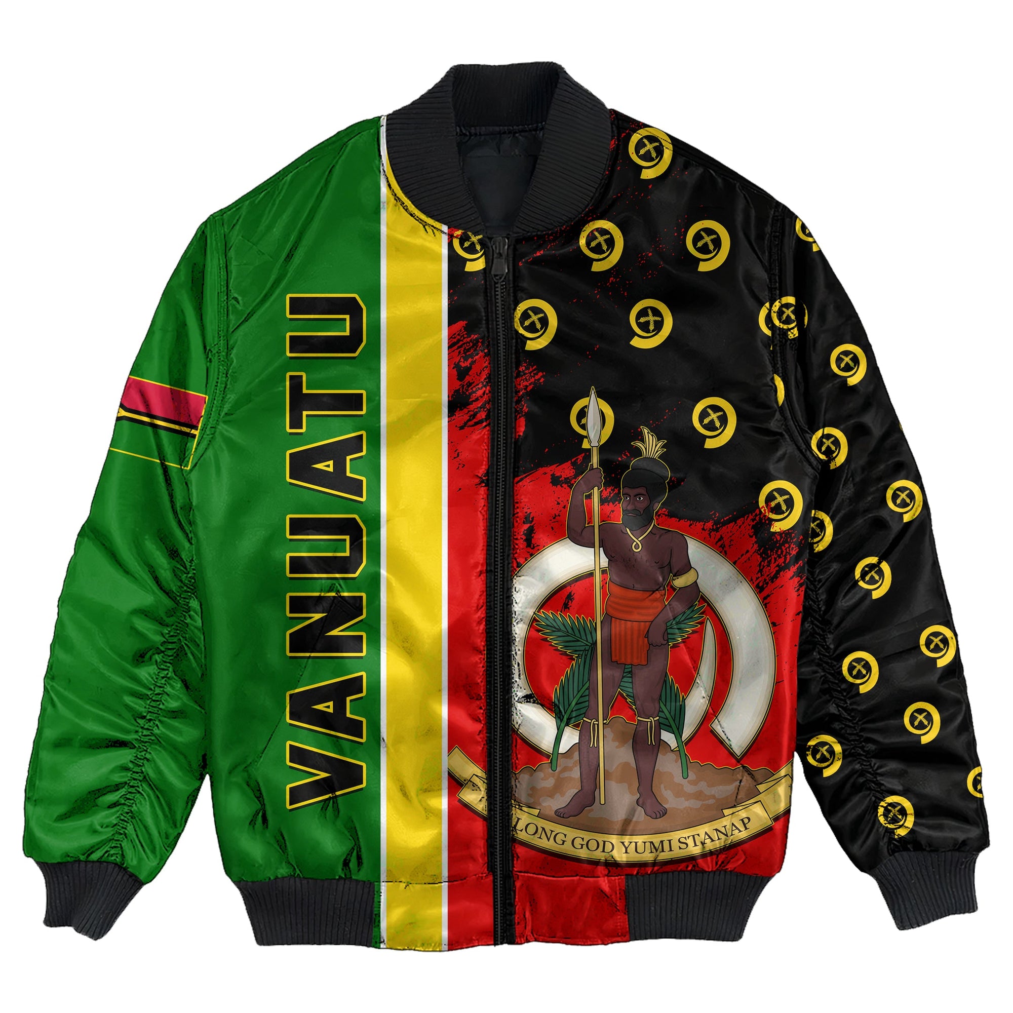Vanuatu Flag Pattern Style Bomber Jacket LT10 Unisex Yellow - Polynesian Pride