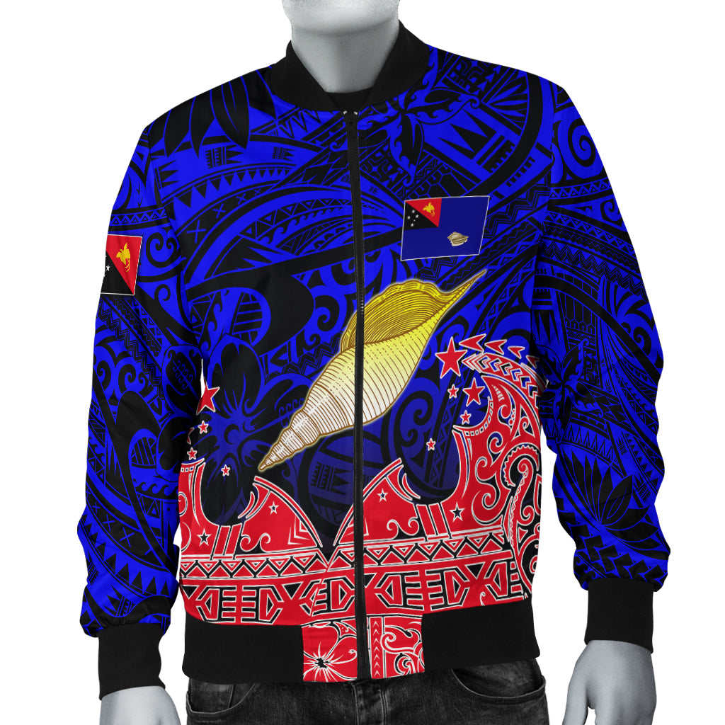 West New Britain Province Men Bomber Jacket-WEST SIDE LT6 Blue - Polynesian Pride