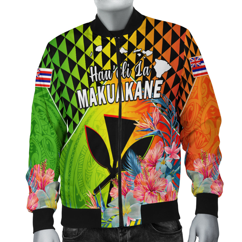 (Custom Personalised) Happy Hawaii Fathers Day Bomber Jacket Hawaiian Tribal Kanaka Maoli Hibiscus LT14 Unisex Reggae - Polynesian Pride