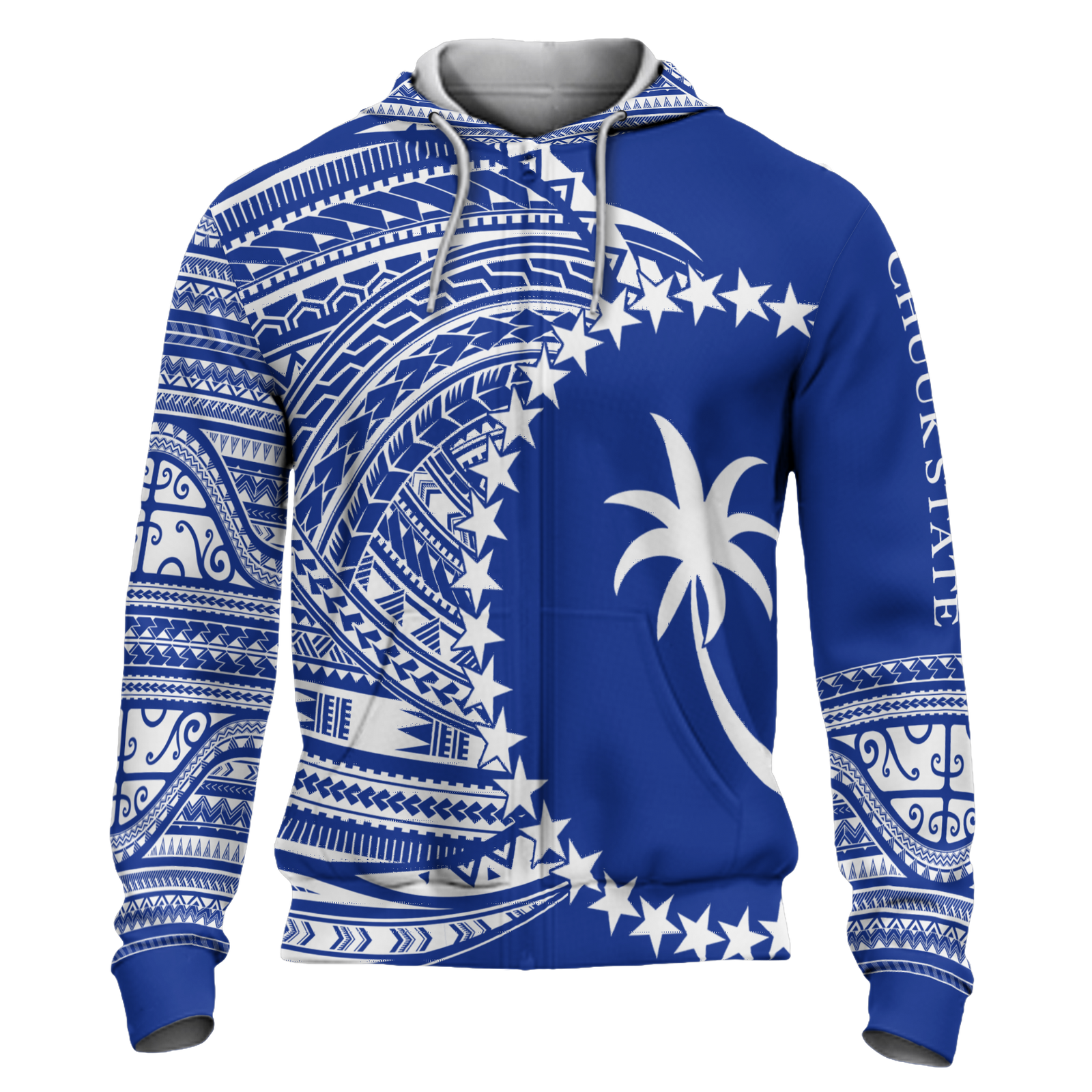Chuuk Hoodie Micronesia Patterns With Coat of Arms Unisex Blue - Polynesian Pride