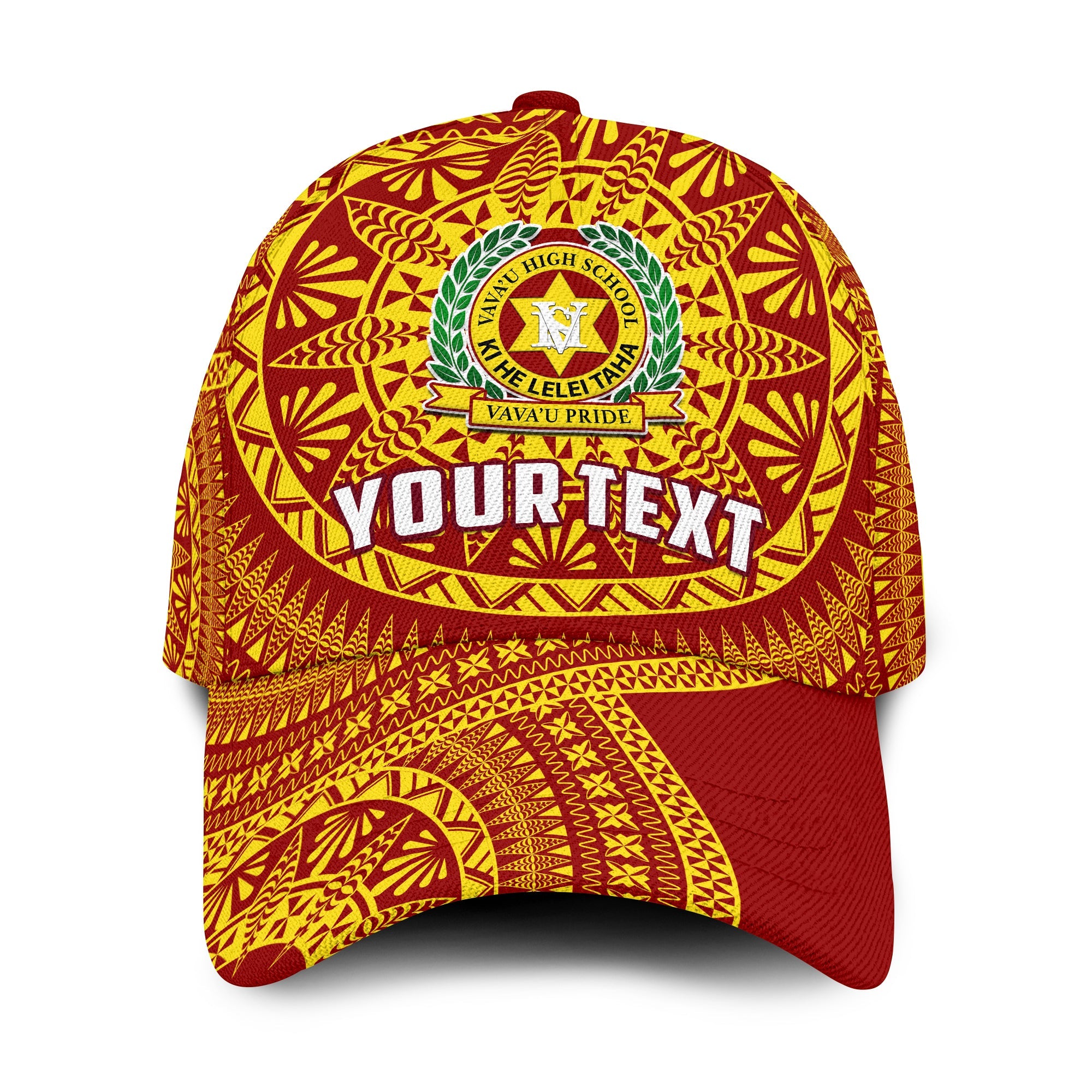 (Custom Personalised) Tonga Vavau High School Classic Cap Tongan Ngatu Pattern Ver.01 LT14 Classic Cap Universal Fit Red - Polynesian Pride