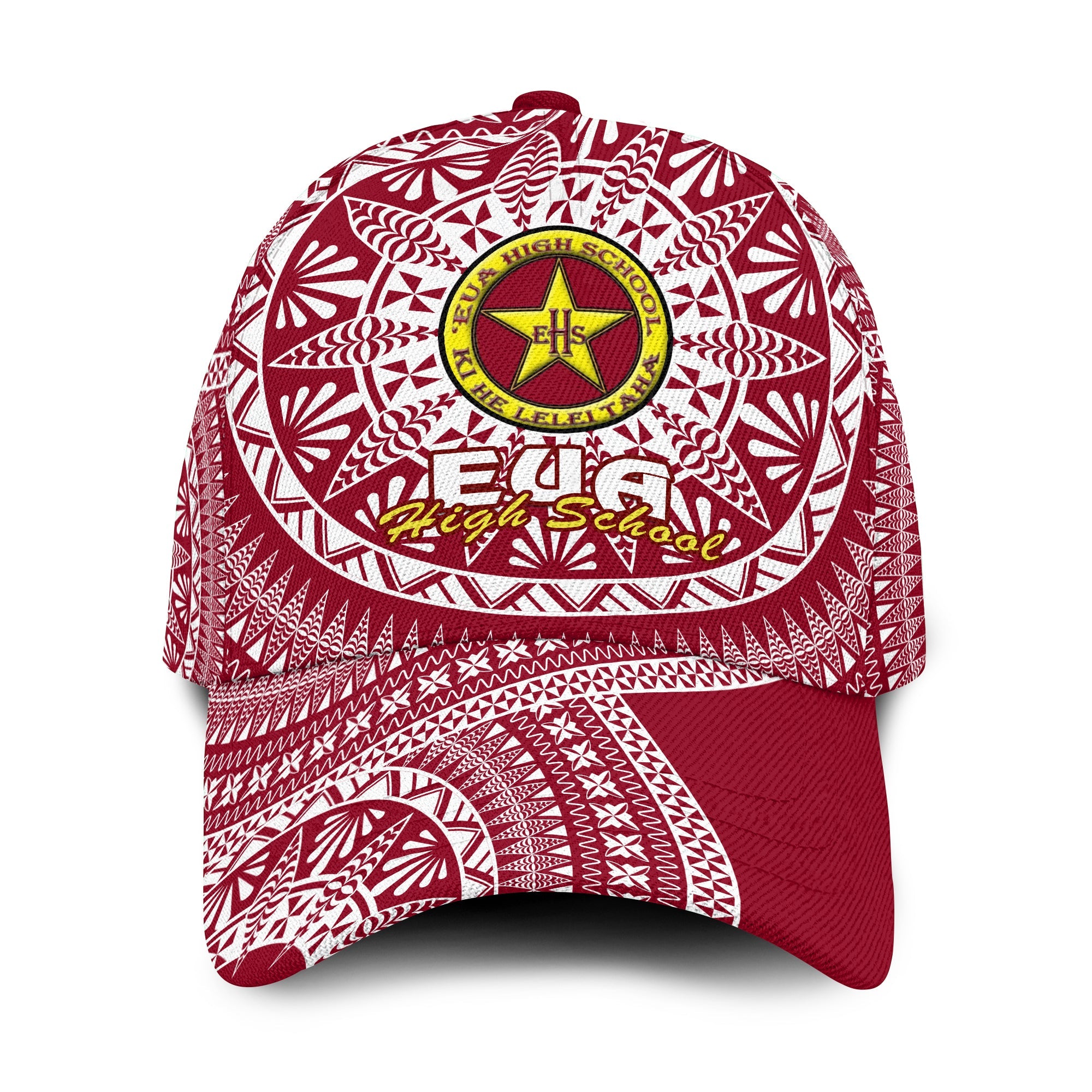 Tonga Eua High School Classic Cap Tongan Ngatu Pattern Ver.01 LT14 Classic Cap Universal Fit Maroon - Polynesian Pride