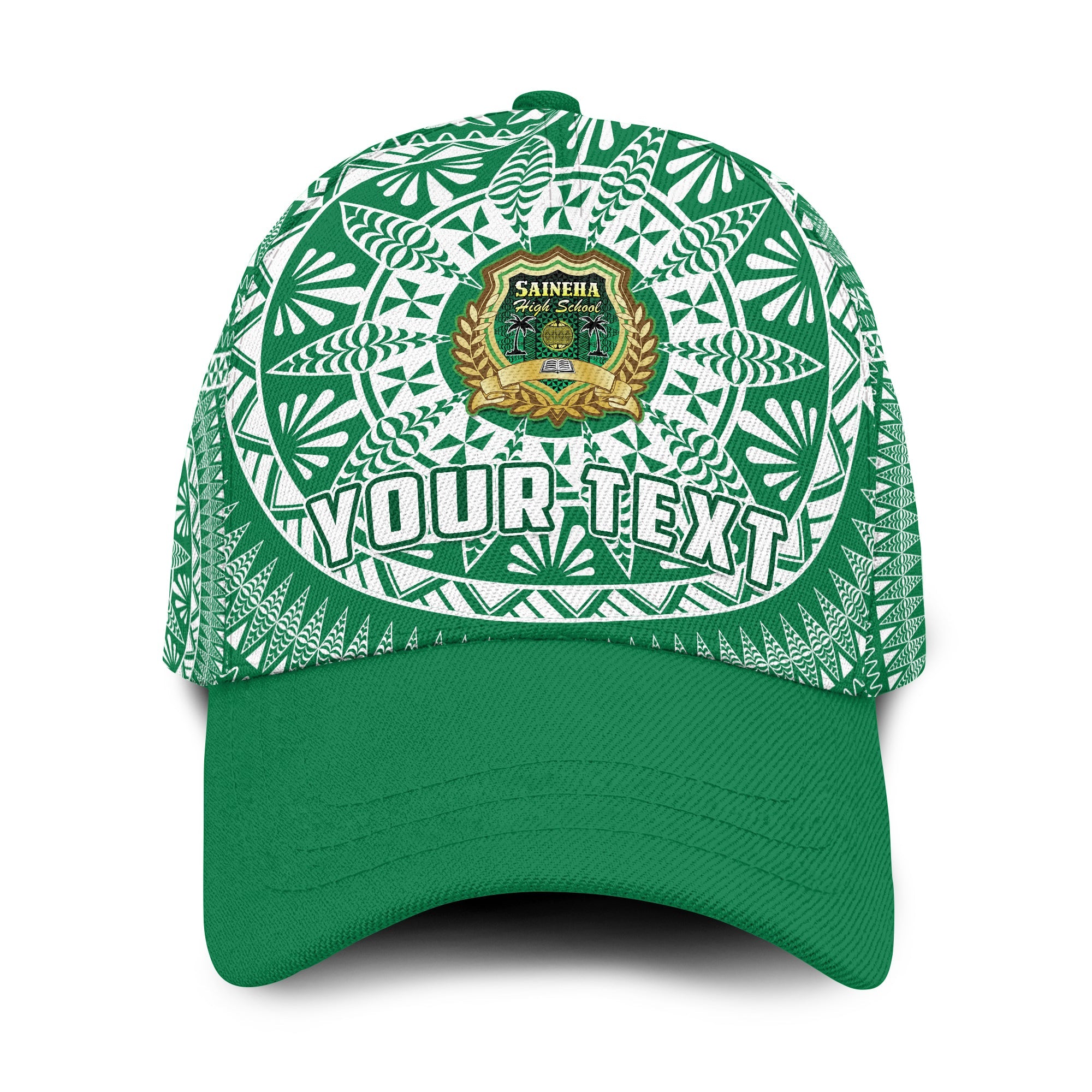 (Custom Personalised) Tonga Saineha High School Classic Cap Tongan Ngatu Pattern Ver.02 LT14 Classic Cap Universal Fit Green - Polynesian Pride