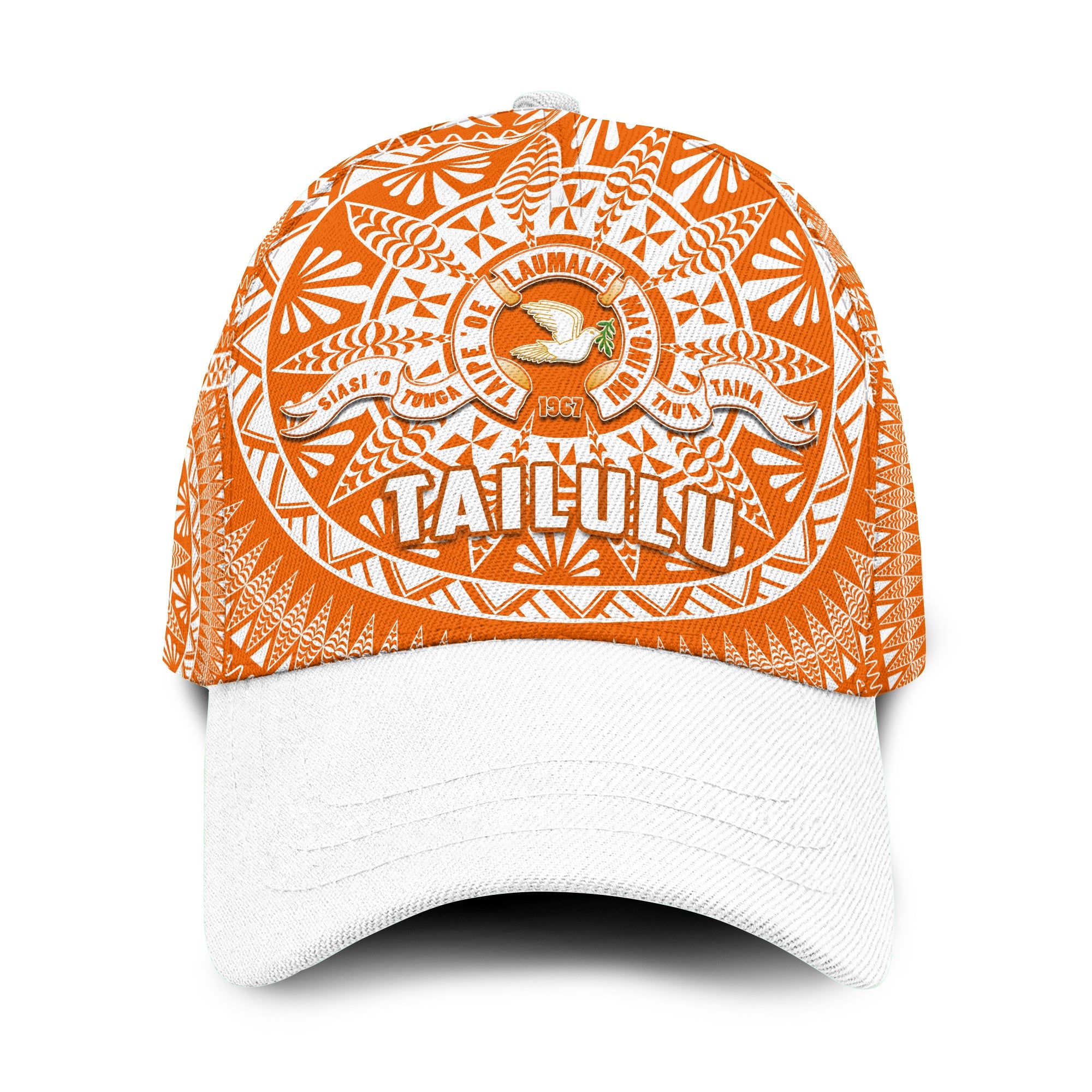 Tailulu Tonga College Classic Cap Tongan Ngatu Pattern Ver.02 LT14 Classic Cap Universal Fit Orange - Polynesian Pride