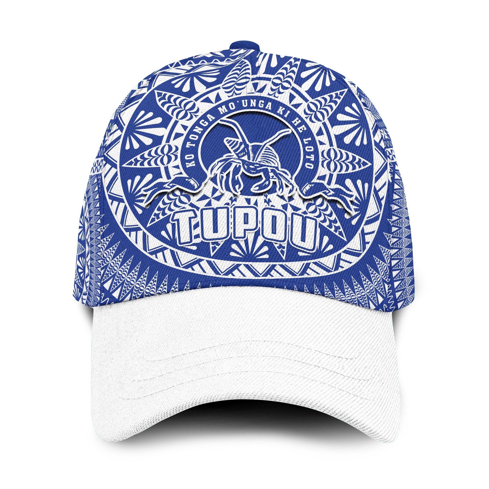 Tupou Tonga College Classic Cap Tongan Ngatu Pattern Ver.03 LT14 Classic Cap Universal Fit Blue - Polynesian Pride