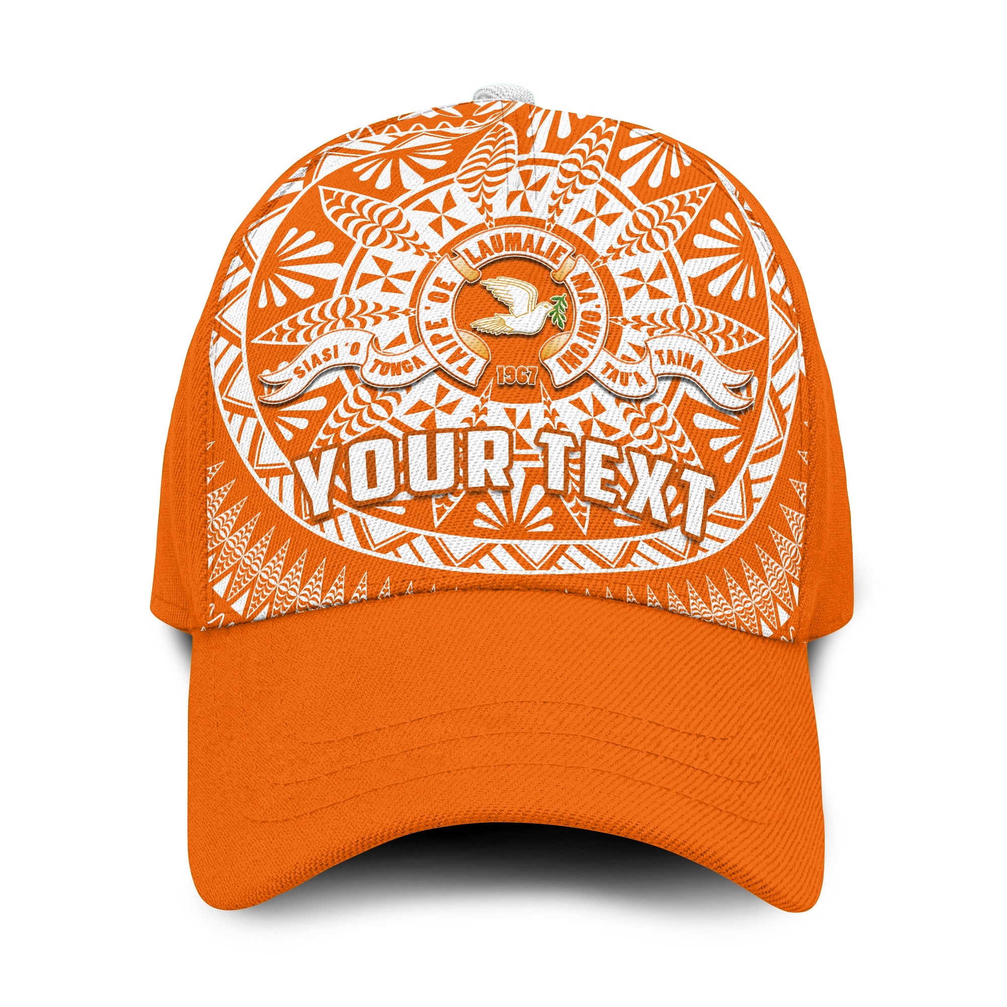 (Custom Personalised) Tailulu Tonga College Classic Cap Tongan Ngatu Pattern Ver.03 LT14 Classic Cap Universal Fit Orange - Polynesian Pride