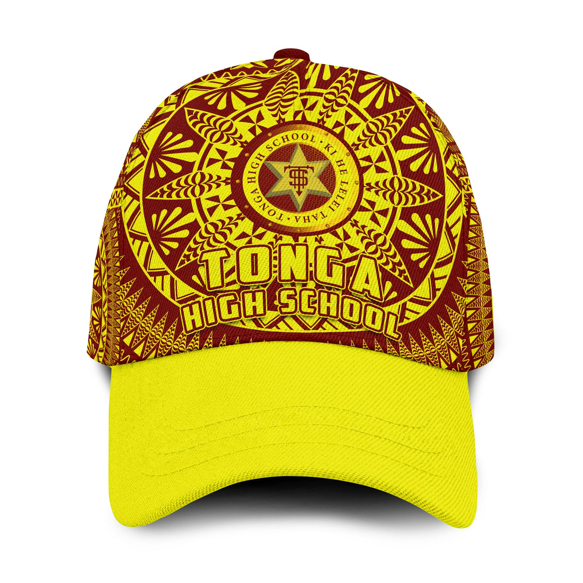 Tonga High School Classic Cap Tongan Ngatu Pattern Ver.05 LT14 Classic Cap Universal Fit Red - Polynesian Pride