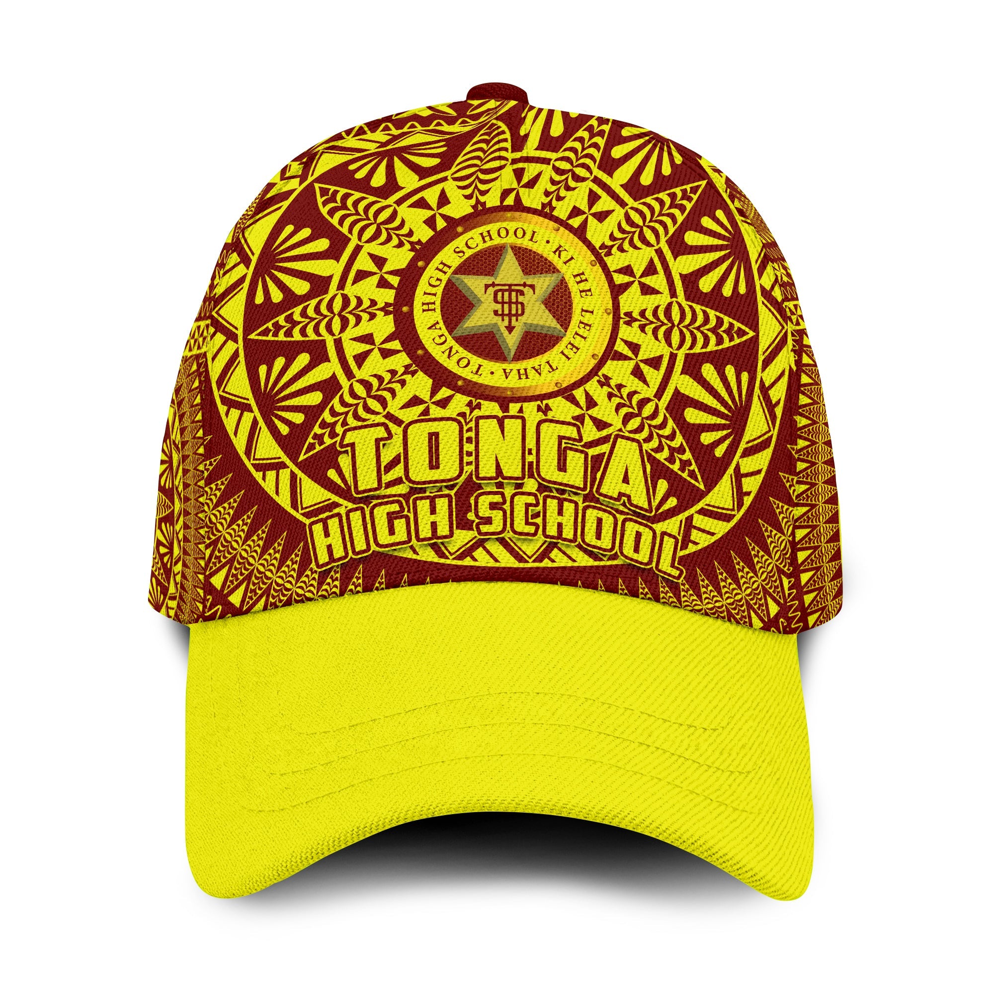 Tonga High School Classic Cap Tongan Ngatu Pattern Ver.05 LT14 Classic Cap Universal Fit Red - Polynesian Pride