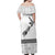 (Custom Personalised) New Zealand Off Shoulder Long Dress Maori Fern and Map White LT13 - Polynesian Pride