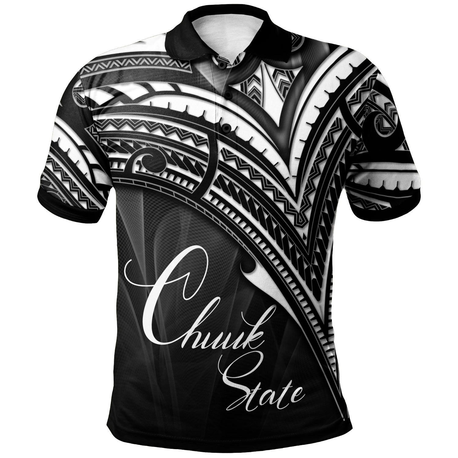 Chuuk State Polo Shirt Cross Style Unisex Black - Polynesian Pride