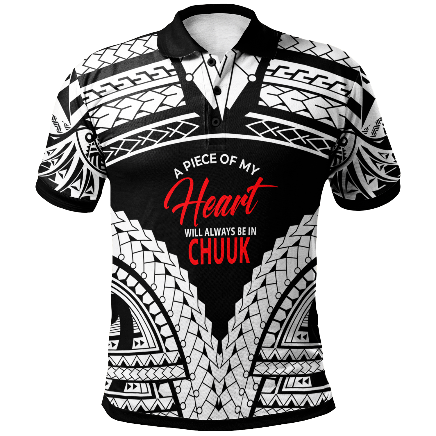 Chuuk Polo Shirt A Piece Of My Heart White Color Unisex White - Polynesian Pride