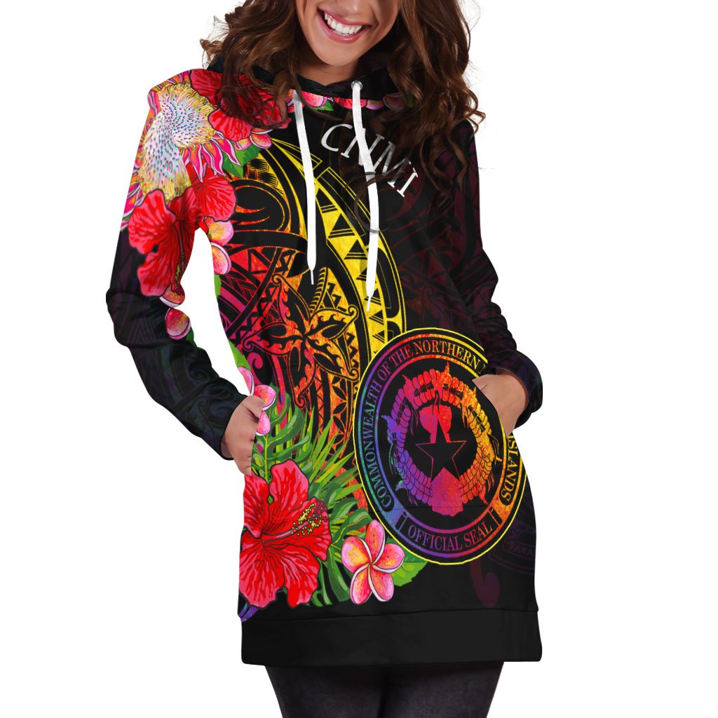 Northern Mariana Islands Hoodie Dress - Tropical Hippie Style - Polynesian Pride
