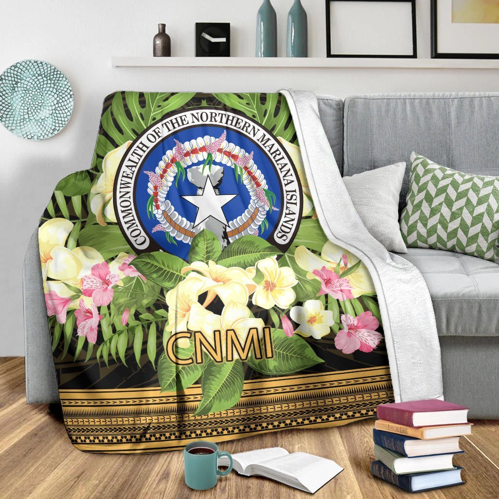 Northern Mariana Islands Premium Blanket - Polynesian Gold Patterns Collection - Polynesian Pride