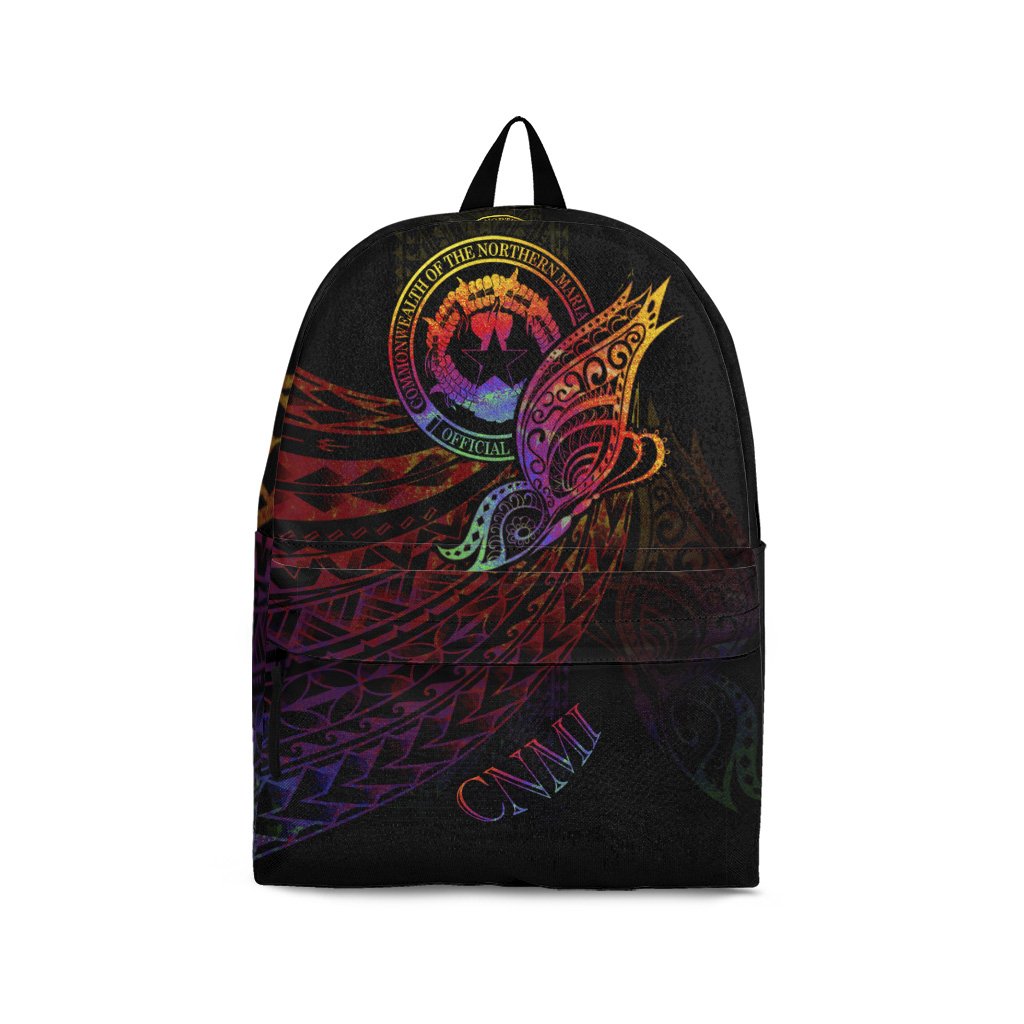 Northern Mariana Islands Backpack - Butterfly Polynesian Style Black - Polynesian Pride