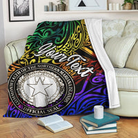 Northern Mariana Islands Custom Personalised Premium Blanket - Rainbow Polynesian Pattern - Polynesian Pride