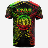 Northern Mariana Islands T Shirt Northern Mariana Islands Seal With Reggae Line Style - Polynesian Pride