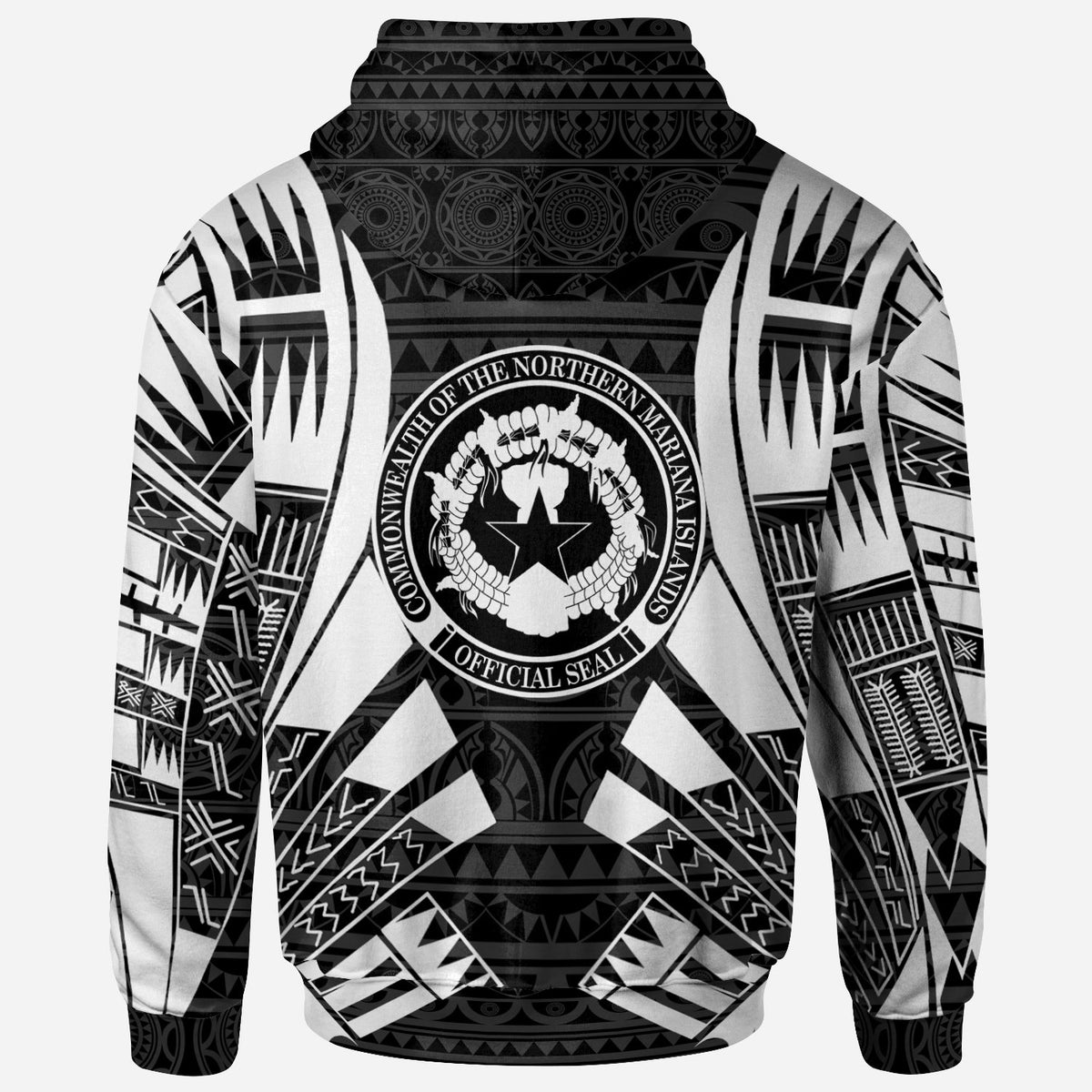 CNMI All Over Hoodie Black Tattoo Style - Polynesian Pride