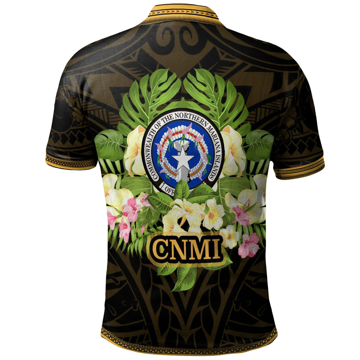 Northern Mariana Islands Polo Shirt Polynesian Gold Patterns Collection - Polynesian Pride