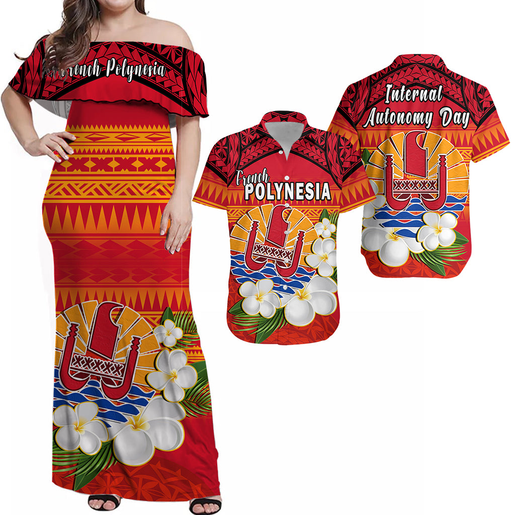 French Polynesian Matching Dress and Hawaiian Shirt Happy Internal Autonomy Day Special Version LT14 Red - Polynesian Pride