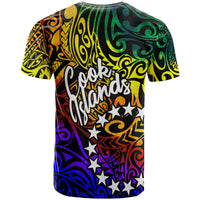 Cook Islands Custom T Shirt Rainbow Polynesian Pattern - Polynesian Pride