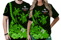 Custom New Caledonia Valentine Couple T Shirt My Sunshine Polynesia Turtle Green LT14 No Men - Polynesian Pride