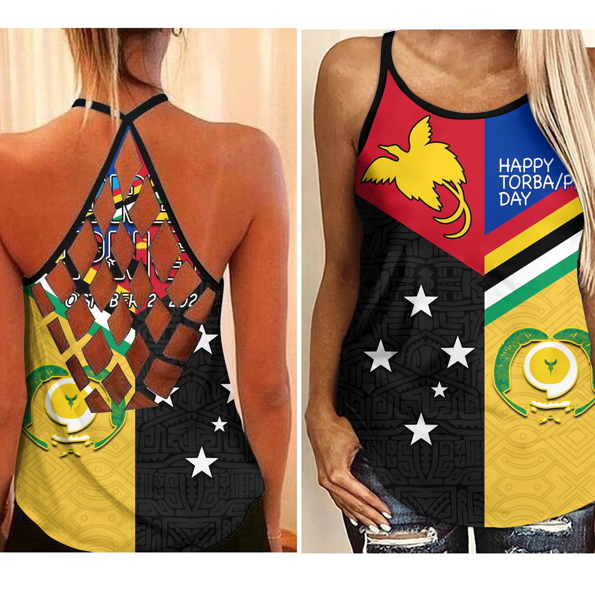 Torba PNG Day Criss Cross Tank Top 2022 Simple Polynesia LT13 Female Art - Polynesian Pride