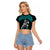 (Custom Personalised) Hawaii Raglan Cropped T Shirt Hawaiian Warrior With Weapon Polynesian Ver.02 LT14 Female Turquoise - Polynesian Pride