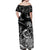 (Custom Personalised) Hawaii Ikaika Warrior Off Shoulder Long Dress - LT2 Women BLACK - Polynesian Pride