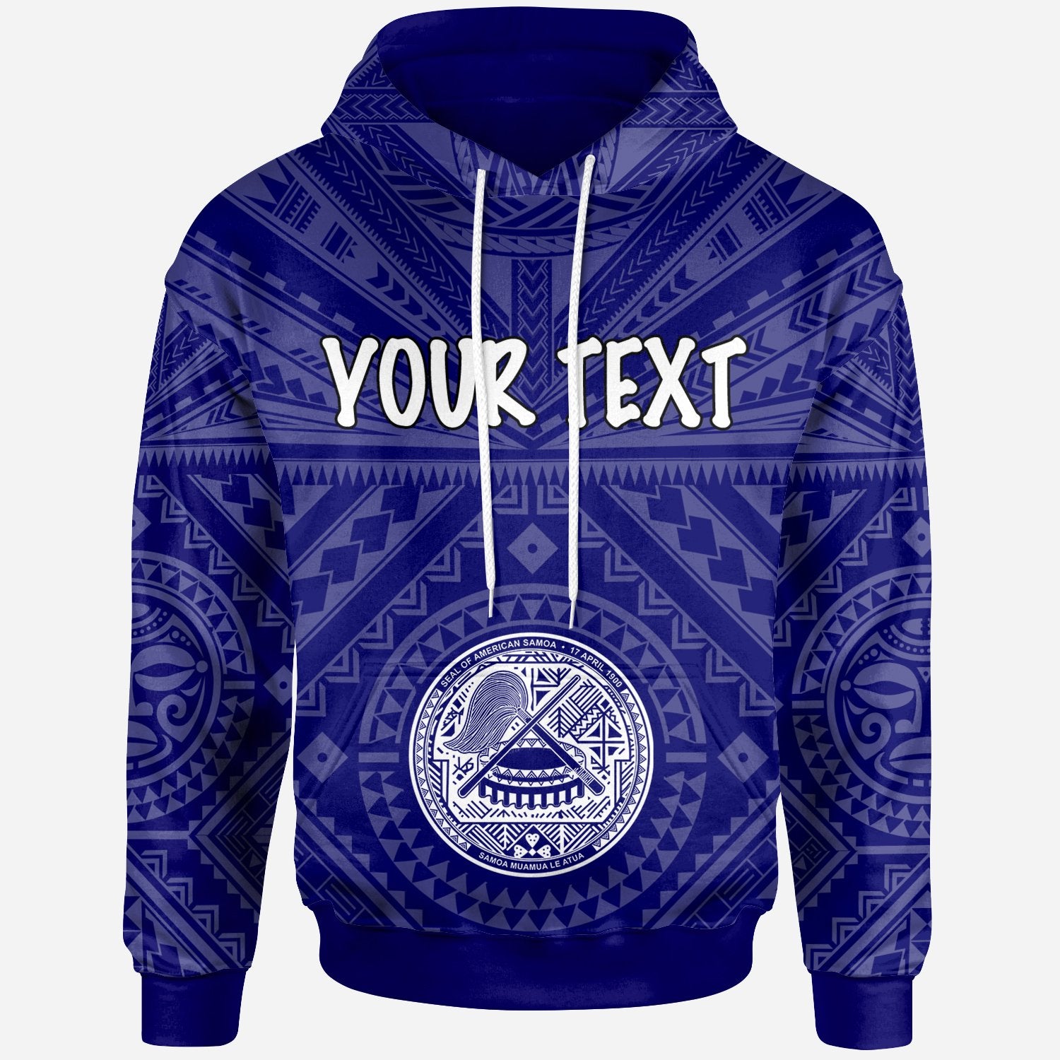 American Samoa Custom Hoodie Seal In Polynesian Tattoo Style (Blue) Unisex Blue - Polynesian Pride