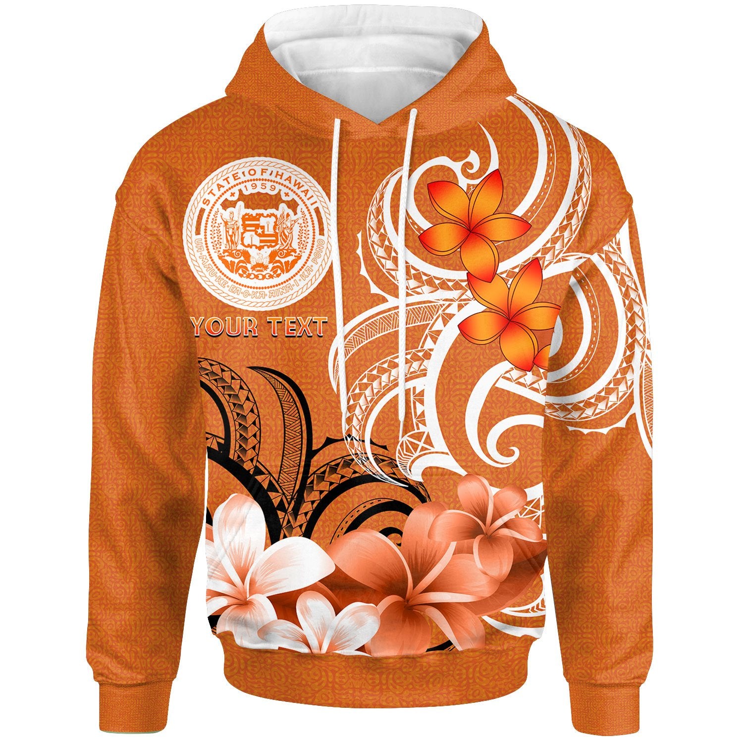 Custom Hawaii Custom Hoodie Hawaii Seal Hawaiian Spirit Unisex Orange - Polynesian Pride