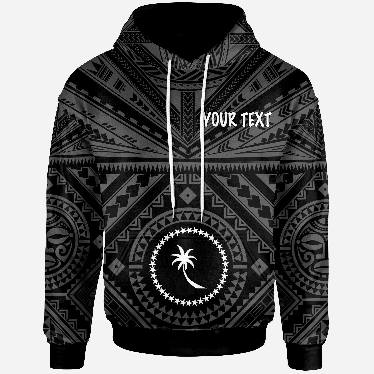 Chuuk Custom Hoodie Chuuk Seal With Polynesian Tattoo Style (Black) Unisex Black - Polynesian Pride