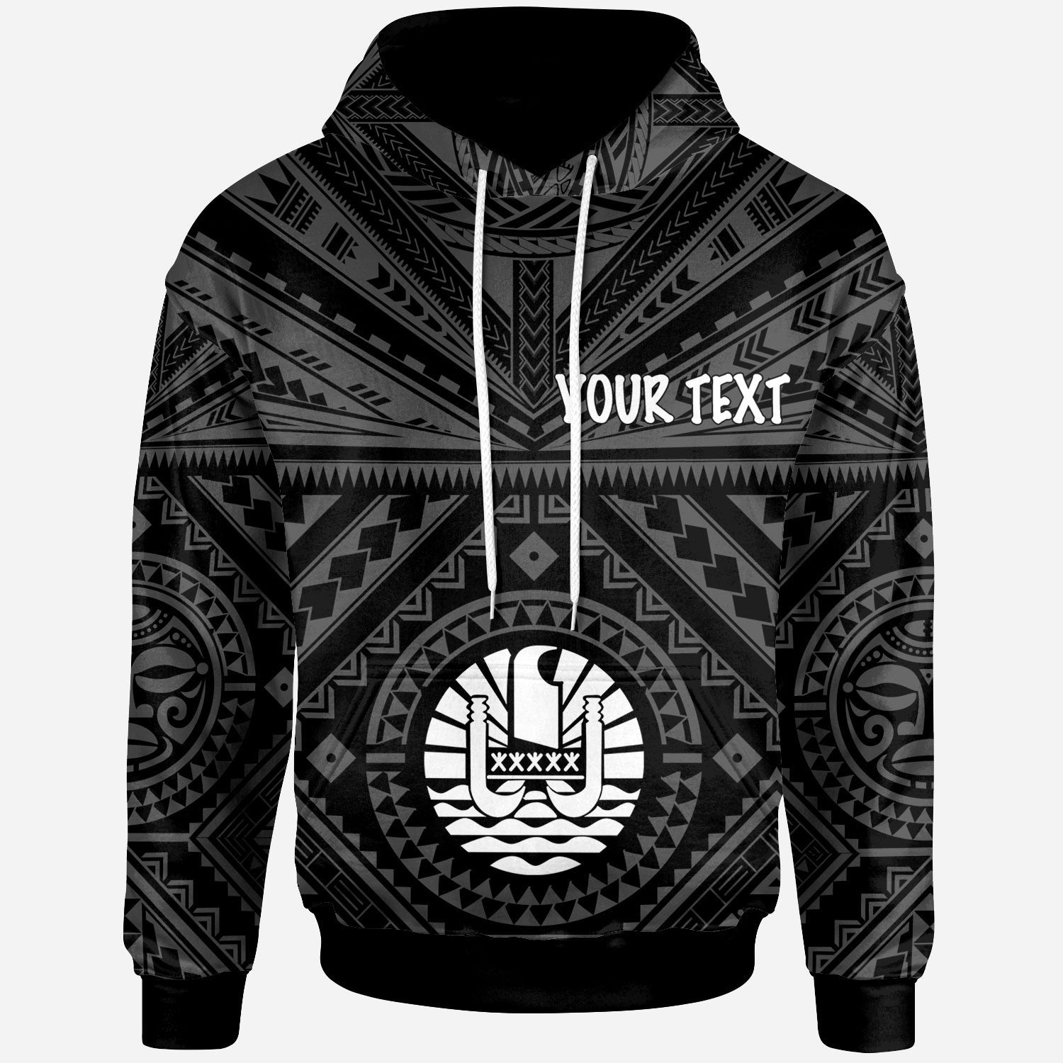 Tahiti Custom Hoodie Tahiti Seal In Polynesian Tattoo Style (Black) Unisex Black - Polynesian Pride