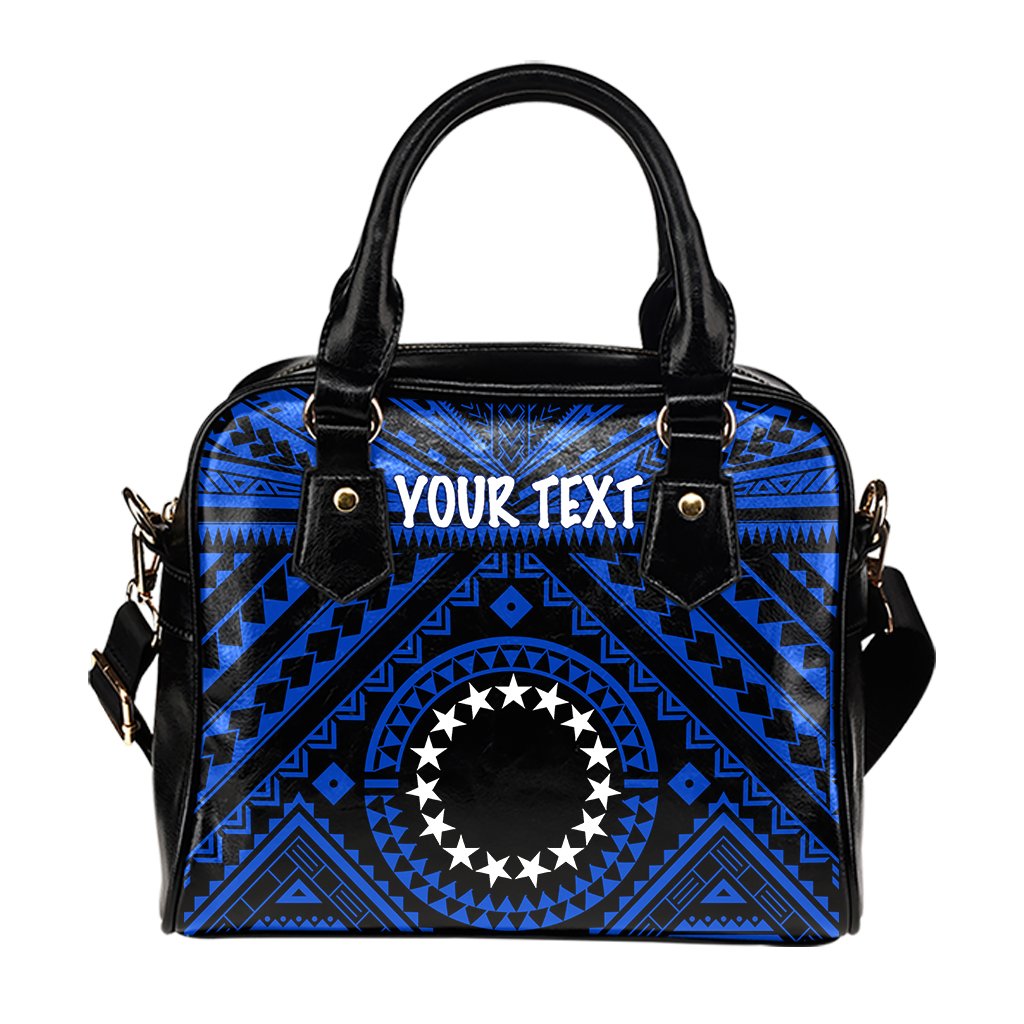 Cook Island Personalised Shoulder Handbag - Seal With Polynesian Tattoo Style ( Blue) - Polynesian Pride