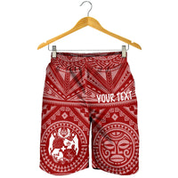 Tonga Personalised Men's Short - Tonga Seal With Polynesian Tattoo Style (Red) - Polynesian Pride