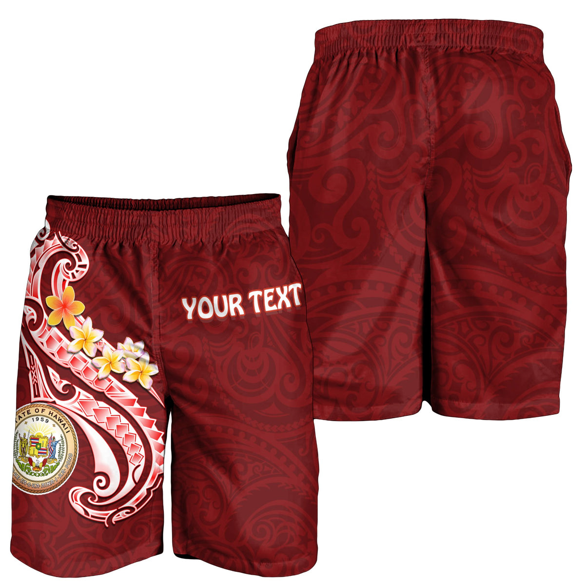 Hawaii Personalised Men's Shorts - Hawaii Seal Polynesian Patterns Plumeria - Polynesian Pride