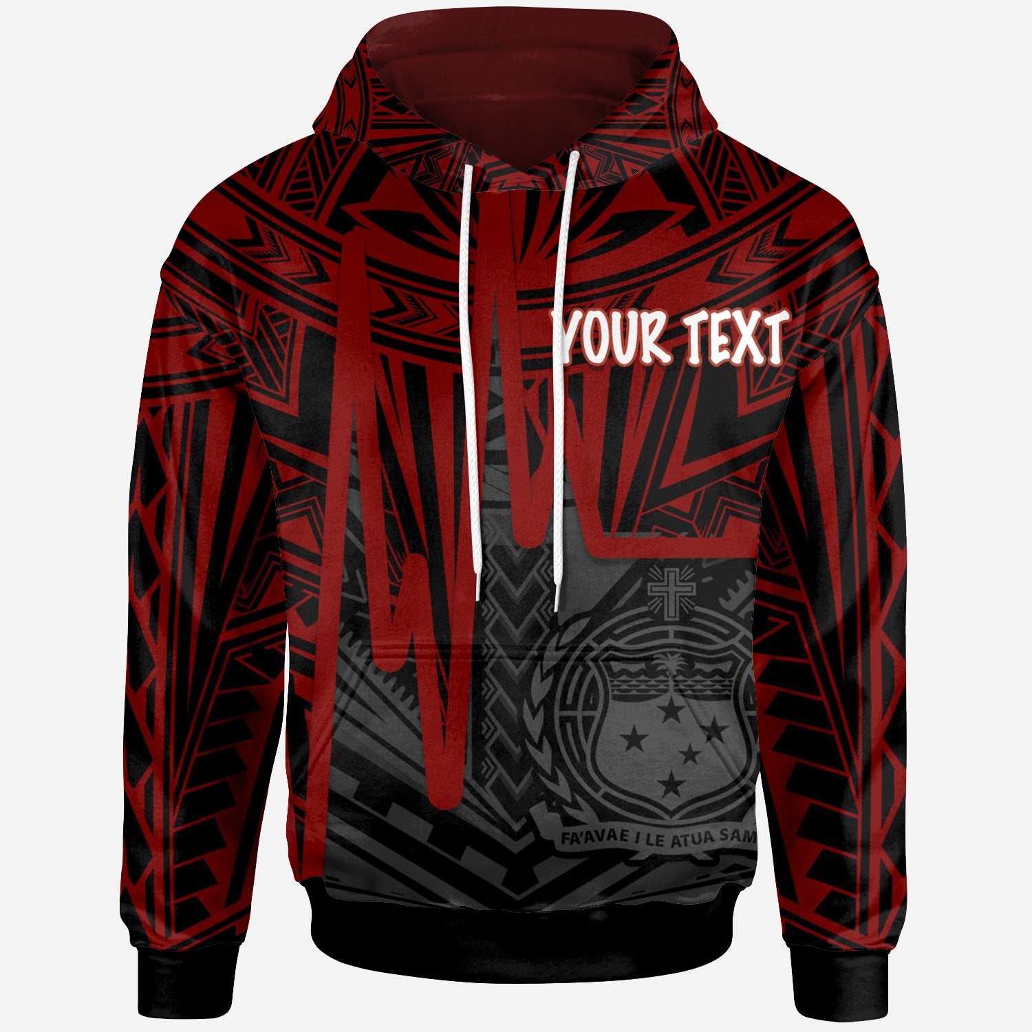 Samoa Custom Hoodie Samoa Seal With Polynesian Pattern In Heartbeat Style (Red) Unisex Red - Polynesian Pride