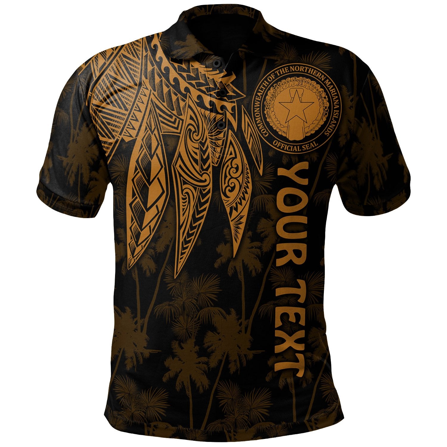 Northern Mariana Islands Polynesian Custom Polo Shirt Polynesian Wings Golden Unisex Golden - Polynesian Pride