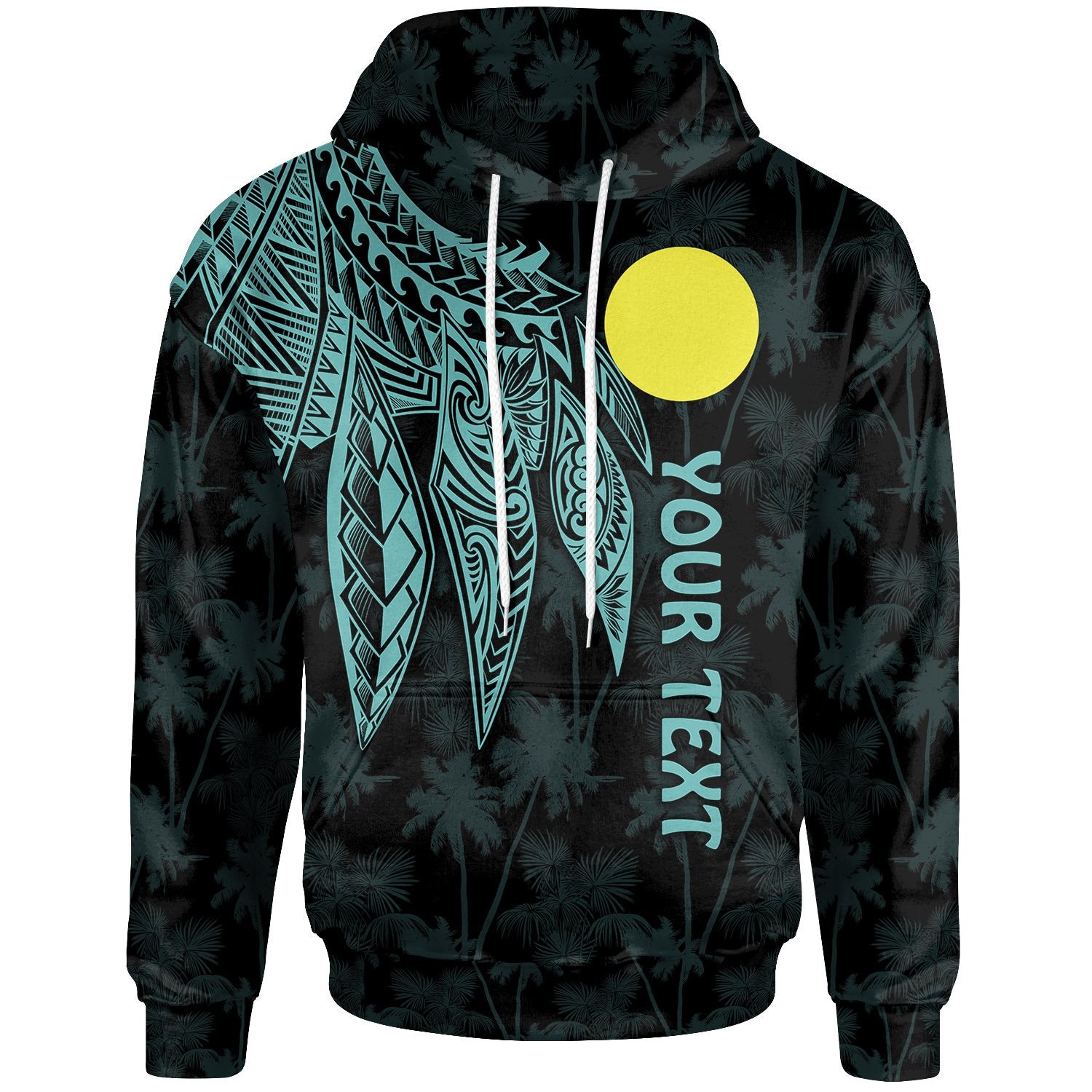 Palau Polynesian Custom Hoodie Polynesian Wings (Turquoise) Unisex Turquoise - Polynesian Pride