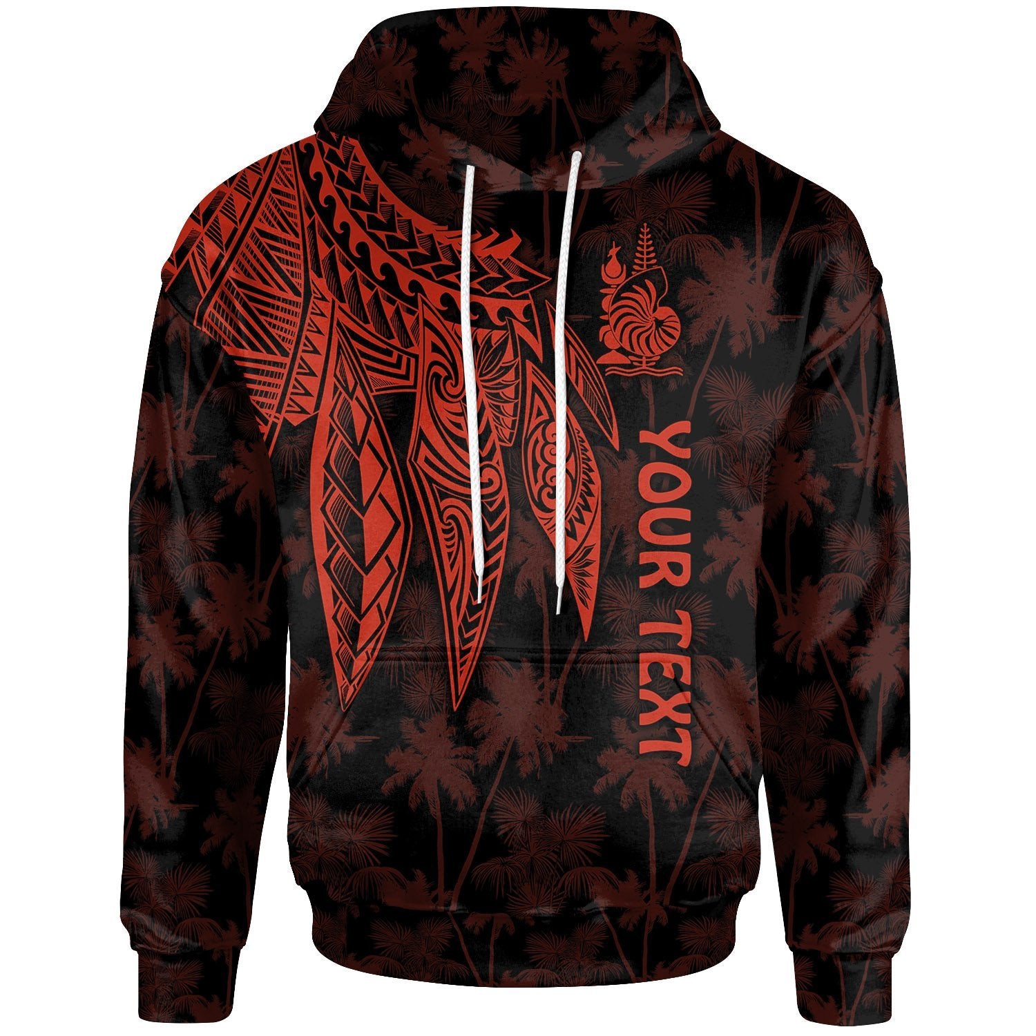 New Caledonia Custom Hoodie Polynesian Wings Red Unisex Red - Polynesian Pride