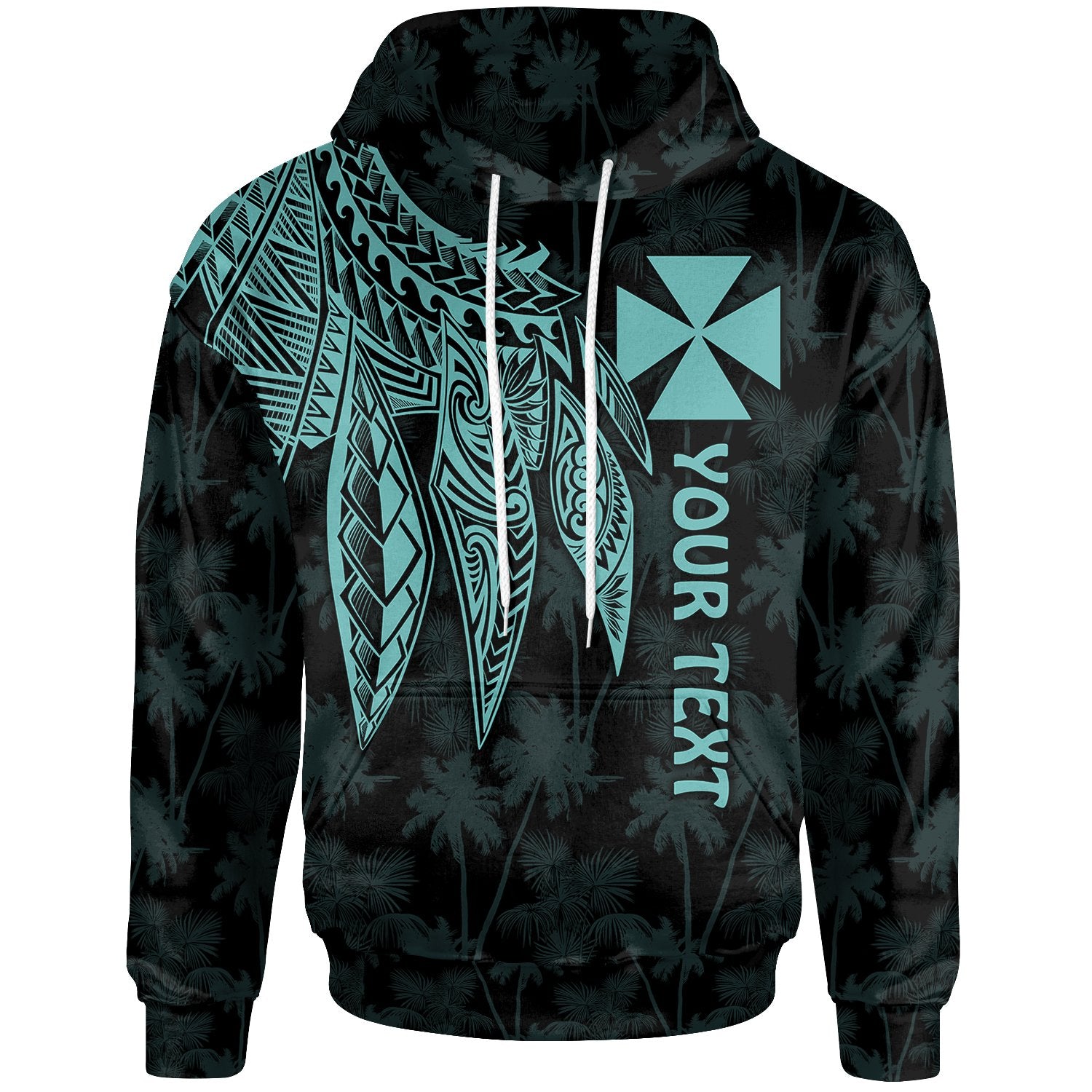 Wallis and Futuna Custom Hoodie Polynesian Wings Turquoise Unisex Turquoise - Polynesian Pride