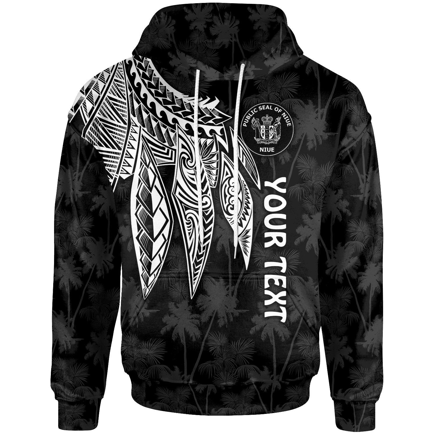 Niue Custom Hoodie Polynesian Wings (White) Unisex White - Polynesian Pride